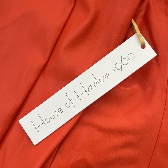 House of Harlow 1960 Faux Leather Jacket Orange NWT Small Double Breasted Blazer - Picture 5 of 11